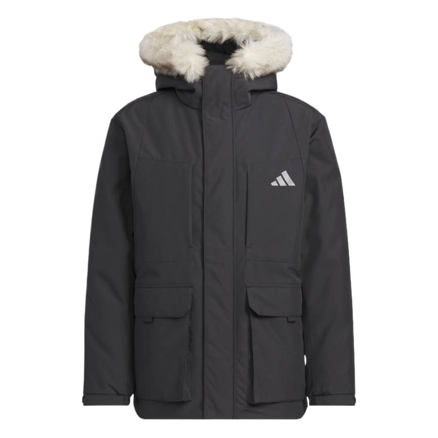 Adidas Adidas Down Jackets Men's Black/Gray Hooded Non Detachable Moderate