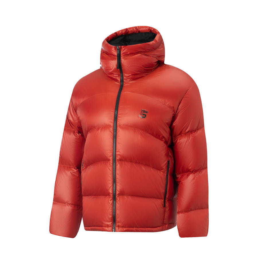 Li-Ning Li Ning Down Jackets Men's Ochre Red Hooded Moderate