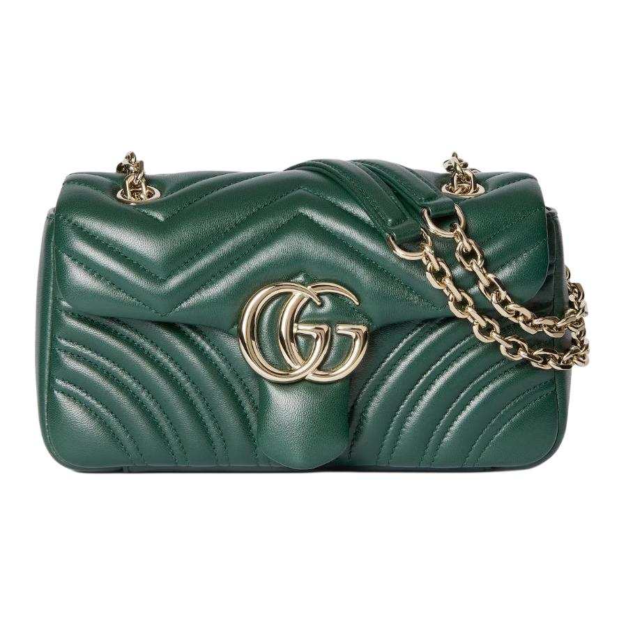 GUCCI GG Marmont Sheepskin Shoulder Bag Small Women's Green