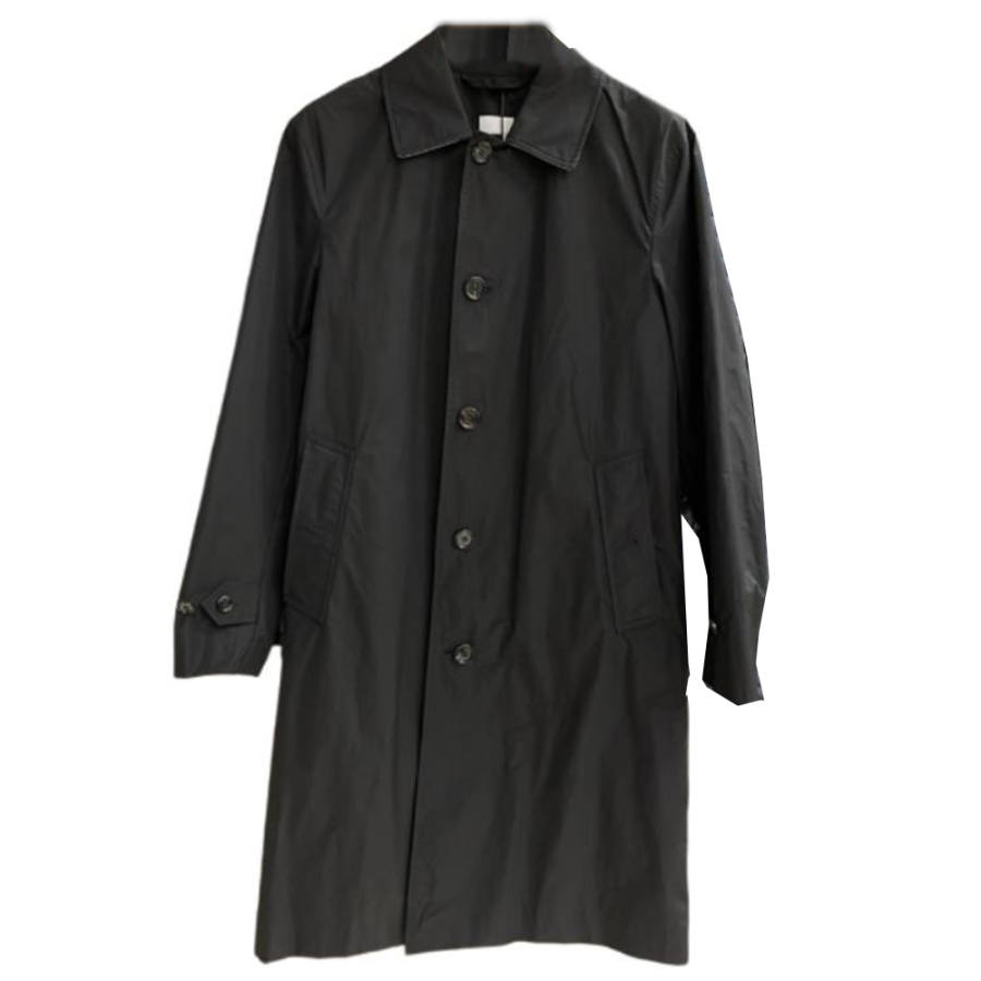 Burberry Trench Coats Men's Black Lapel Moderate Straight Fit
