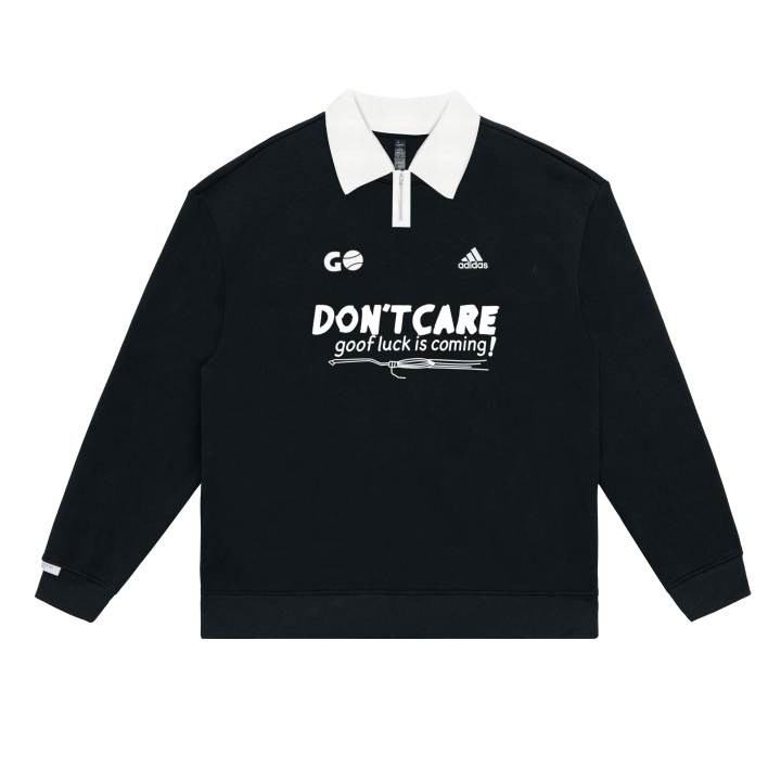 Adidas Adidas LABEL Sweatshirts Unisex Black Polo Collar Moderate