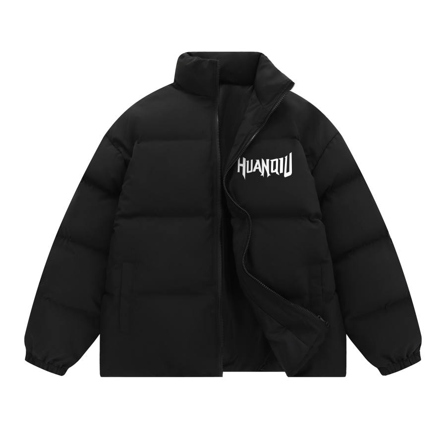 HUANQIU Puffer Jackets Unisex Stand Collar Moderate Padded Puffer Jacket