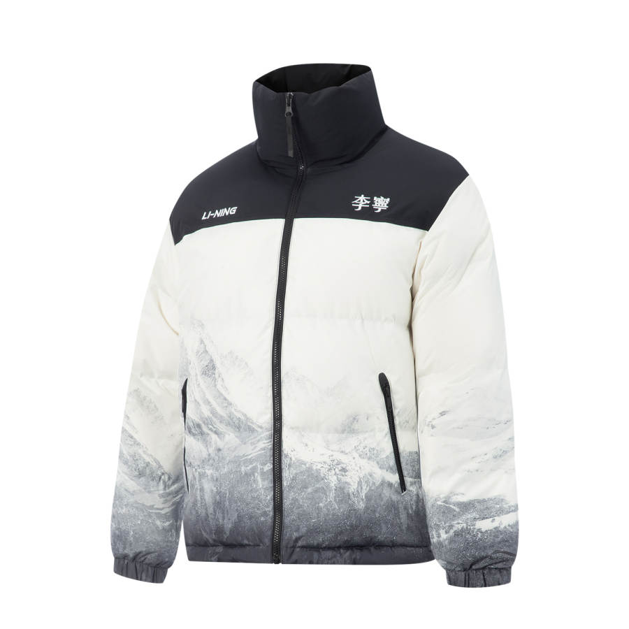 Li-Ning Li Ning Down Jacket Unisex Ivory Snow Mountains Positioning Print/Black