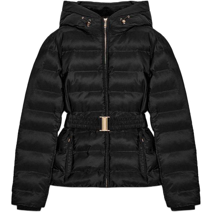 ZARA Puffer Jackets Women's Black Hooded Thickened