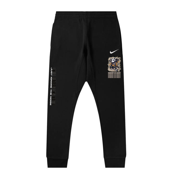 Nike Nike Fleece Lined Panda Embroidery Logo Casual Elastic Cuff Knitted Sweatpants Unisex Black