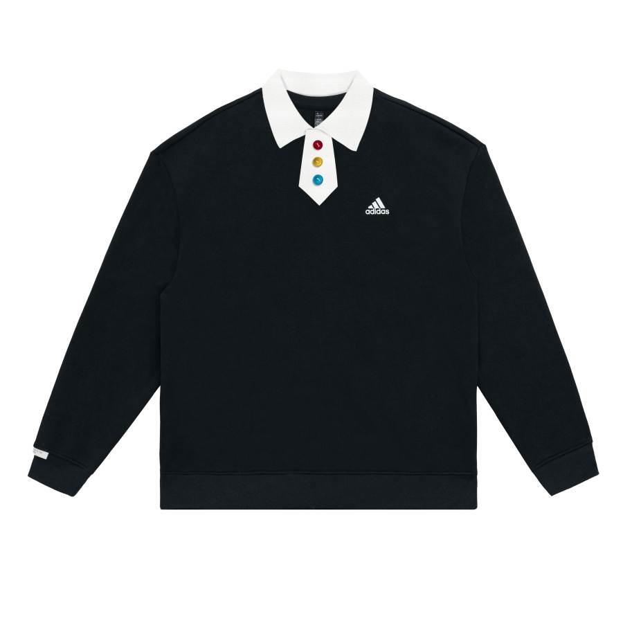 Adidas Adidas Sweatshirts Unisex Black Polo Collar Moderate