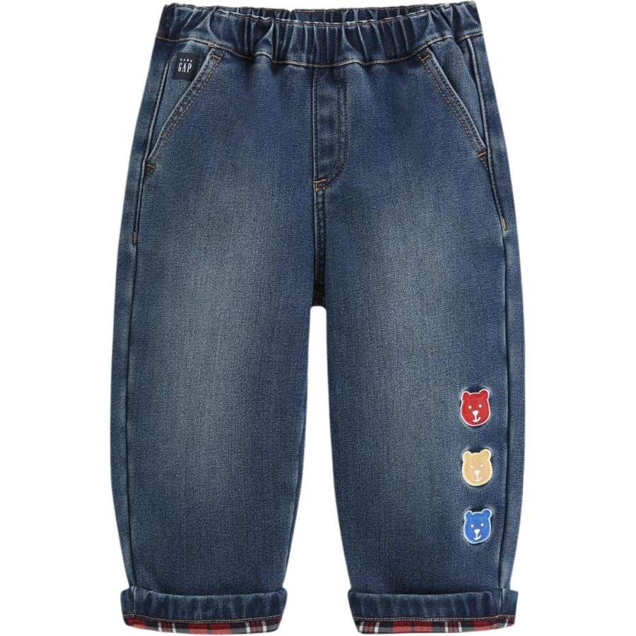 GAP Jeans Bear Appliqué Fleece Lined Thermal Elastic Waistband Children Aged 3 7 Years Old