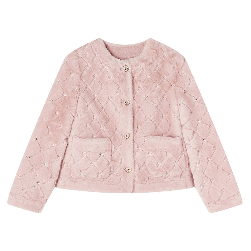 XIANGYING Furs Women's Crew Neck Thickened