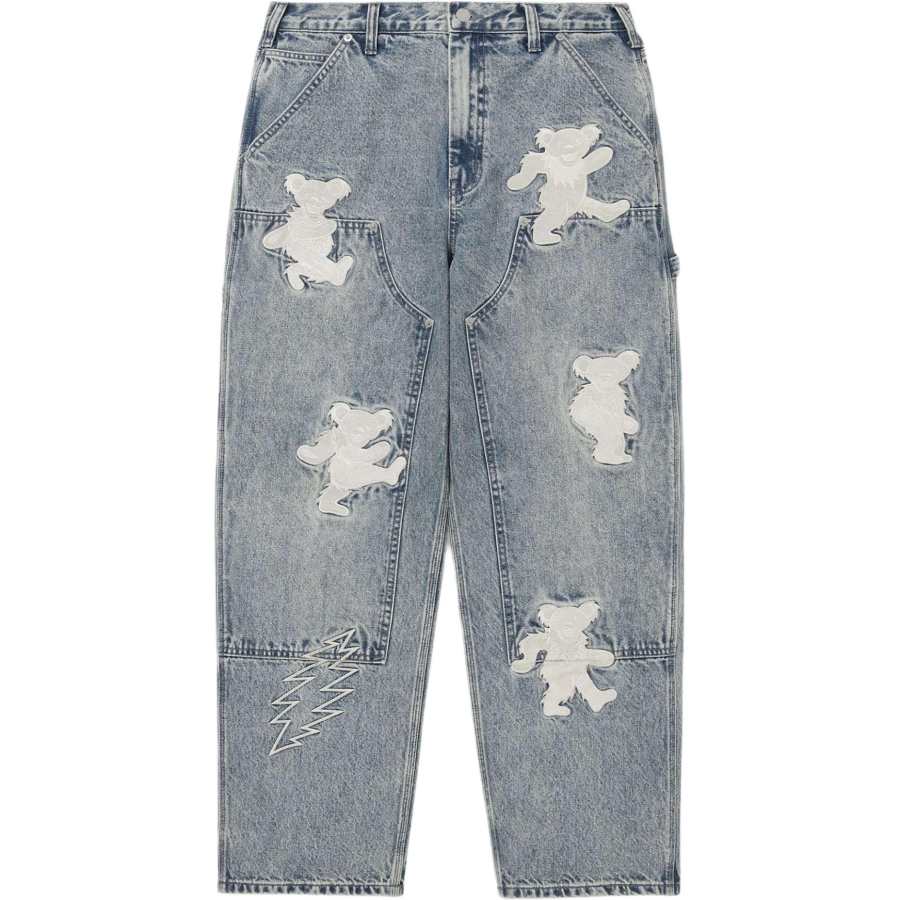 Thisisneverthat Thisisneverthat Grateful Dead FW25 GD Lightning Double Knee Pant Washed Blue Jeans Unisex