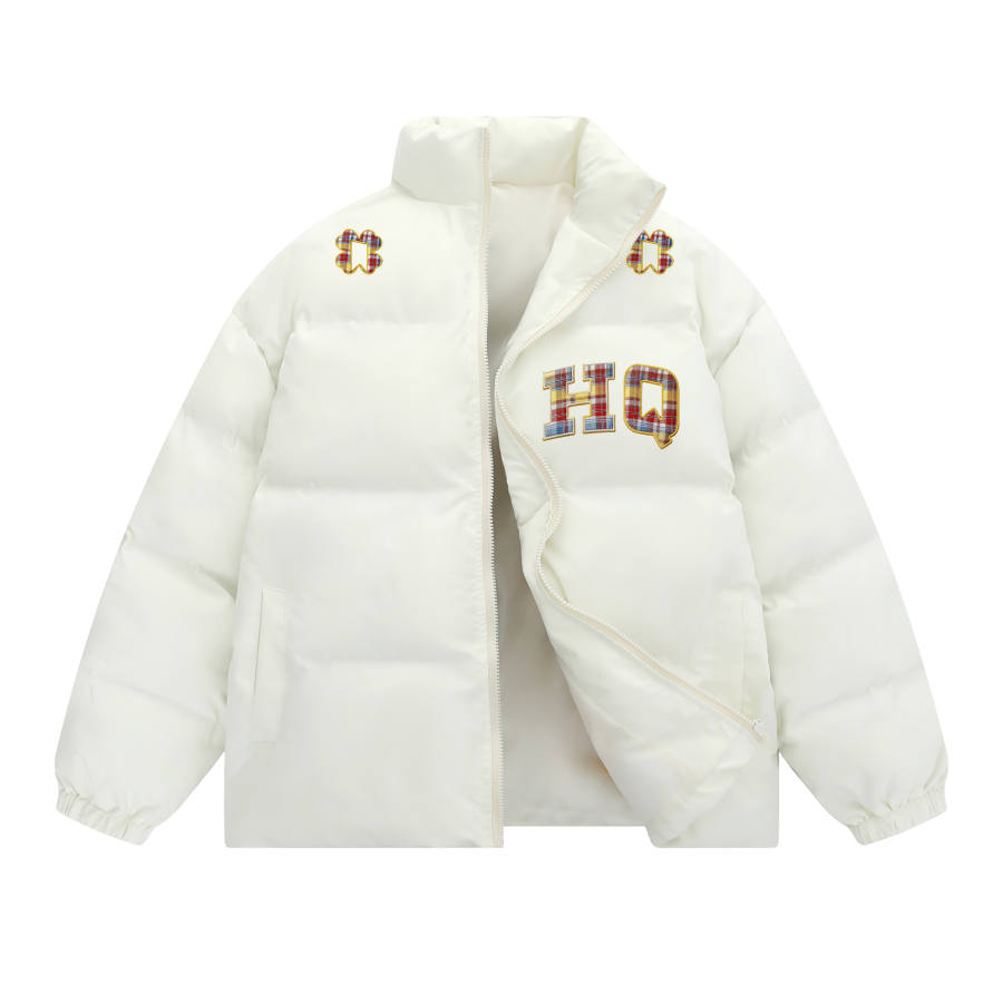 HUANQIU Puffer Jackets Unisex Stand Collar Moderate Padded Puffer Jacket
