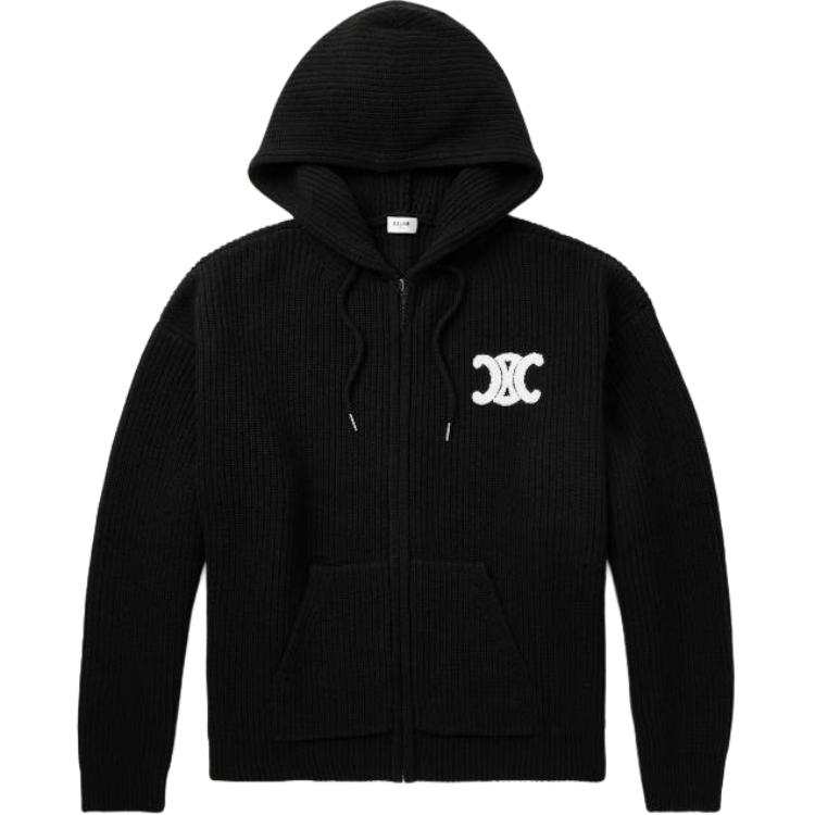 CELINE CELINE Sweaters Men's Black Hooded Moderate