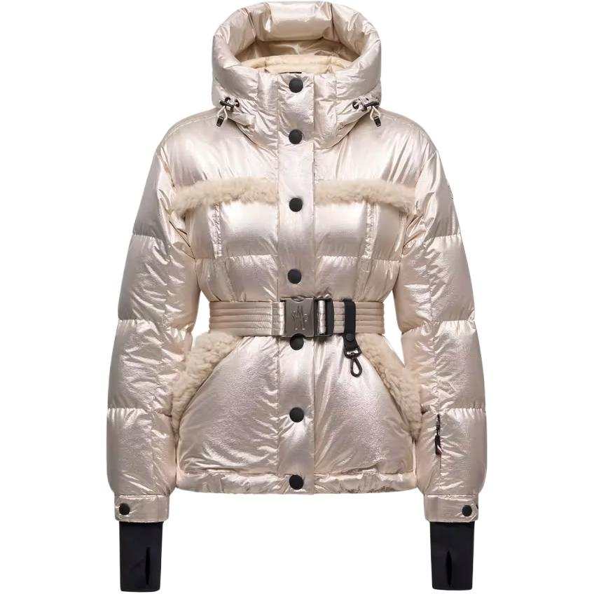 Moncler Grenoble Mondim Metallic Shearling Trimmed Hooded Down Ski Jacket Down Jacket Women's