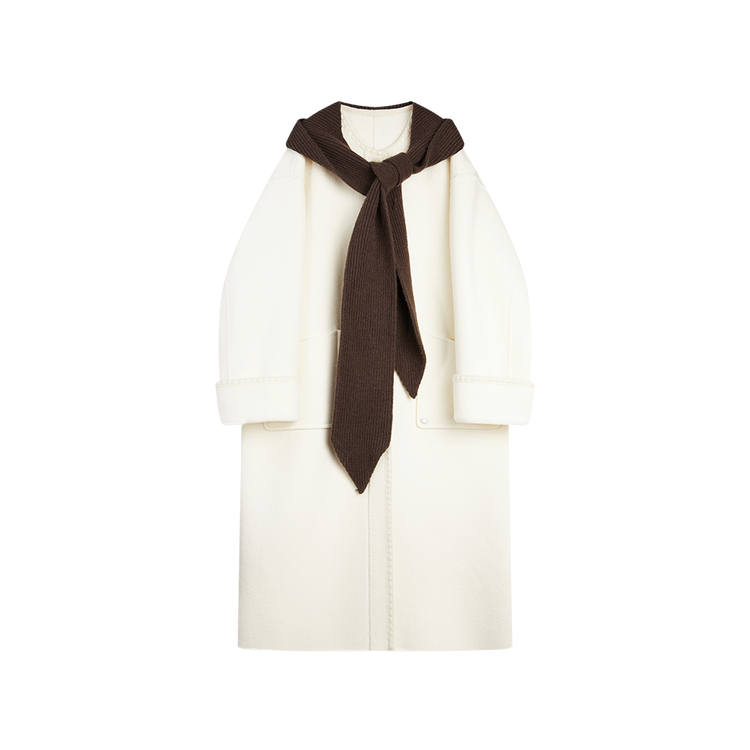 ELLE Coats Women's Ecru Detachable Hood Moderate Straight Fit