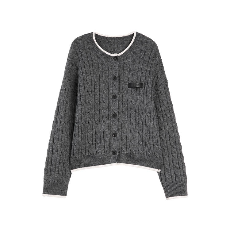 ELLE Sweaters Women's Crew Neck Moderate Cardigan