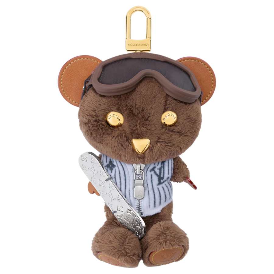 LOUIS VUITTON Faux Fur Bag Charm Bag Merch Unisex Brown & White