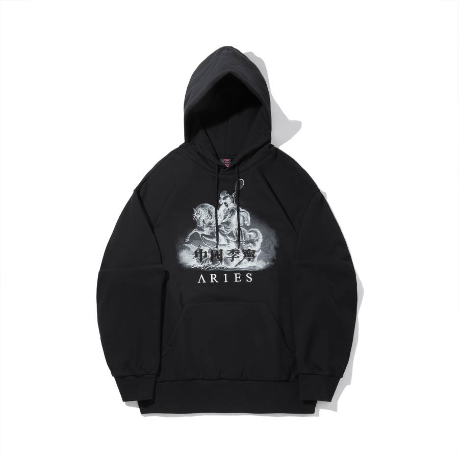 Li-Ning Li Ning Aries Collaboration Collection Fleece Lined Thermal Loose Fit Pullover Hooded Sweatshirt Men's