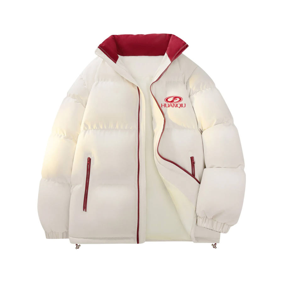 HUANQIU Puffer Jackets Unisex Stand Collar Thickened Padded Puffer Jacket
