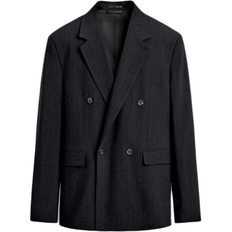 ZARA Business Suits Men's Deep Sea Blue Suit Collar Moderate Business Suit