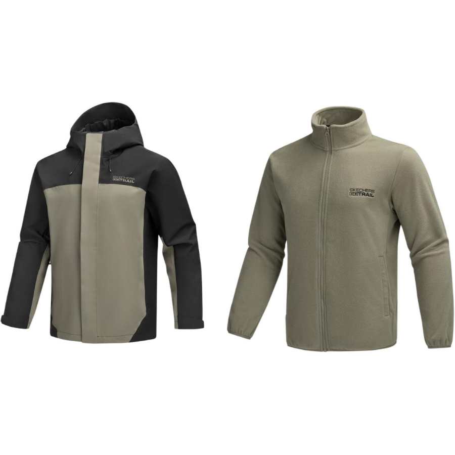 Skechers Wilderness Outdoor Collection Windbreaker Jacket Men's Stickfruit Gray Brown/02CC