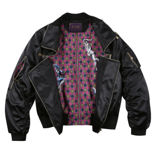 MEDM JOJO Leather Jackets Unisex Black Baseball Collar Moderate Pilot