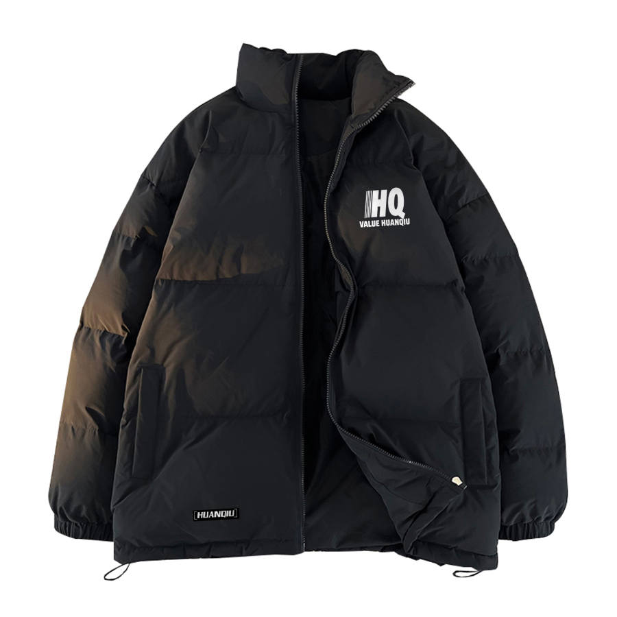 HUANQIU Puffer Jackets Unisex Stand Collar Moderate Padded Puffer Jacket