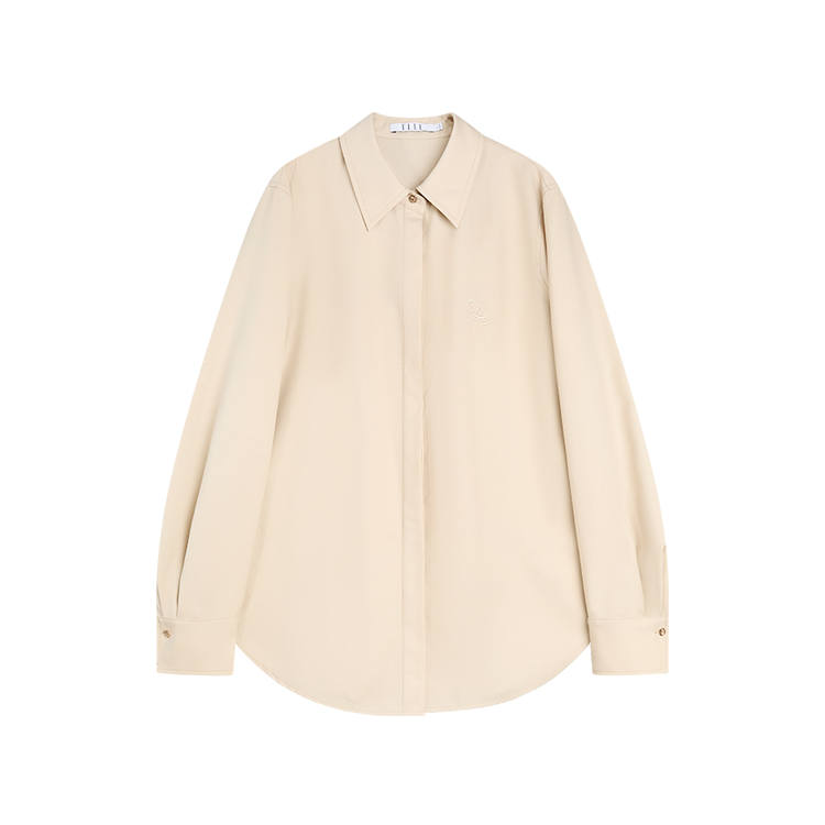 ELLE Shirts Women's Khaki Lapel Moderate Shirt
