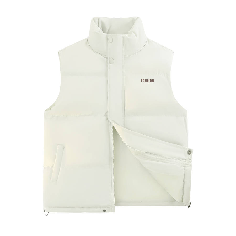 Tonlion Vests Unisex Stand Collar Moderate Straight Fit