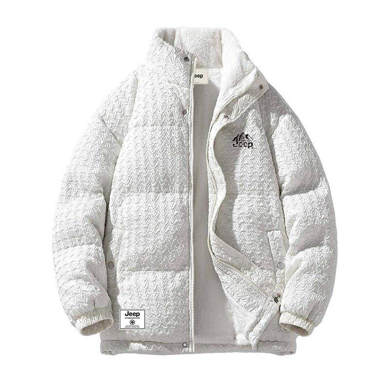 Jeep Puffer Jackets Unisex Stand Collar Fleece Lined Padded Puffer Jacket