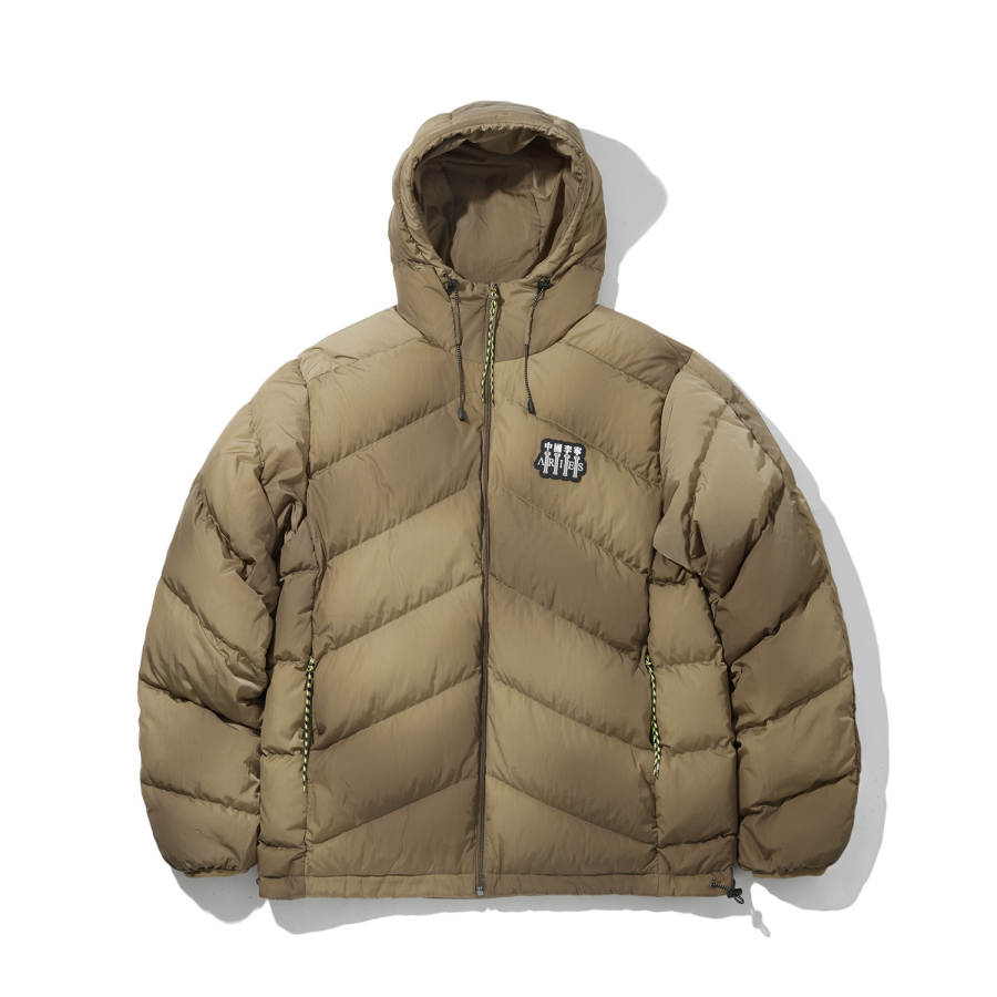 Li-Ning Li Ning Down Jackets Men's Brown All Over Print/Olive All Over Print Hooded Moderate