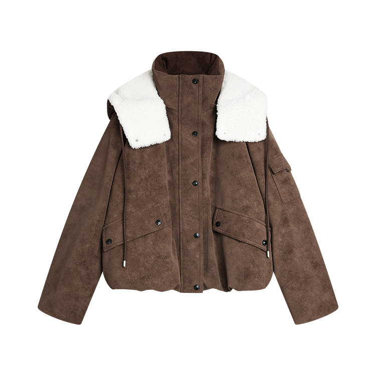 ELLE ELLE Down Jackets Women's Coffee Lapel Thickened Puffer Jacket