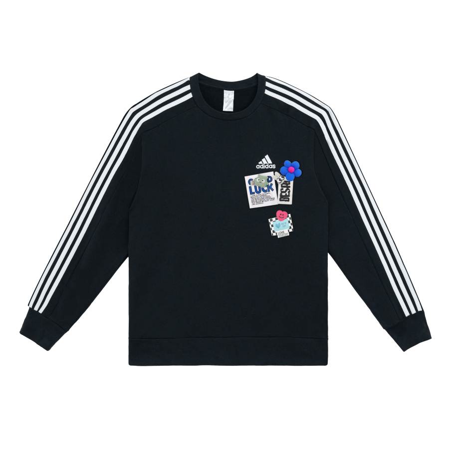 Adidas Adidas LABEL Sweatshirts Unisex Black Crew Neck Moderate