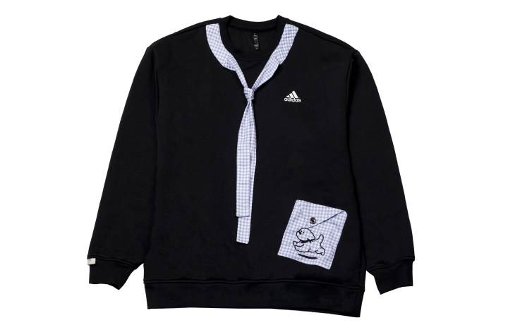 Adidas Adidas LABEL Sweatshirts Unisex Blue Black Crew Neck Moderate Regular