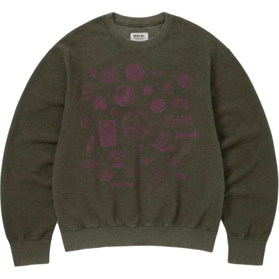 Thisisneverthat x Grateful Dead FW25 GD Iconography Reversible Crewneck Olive Sweater Unisex