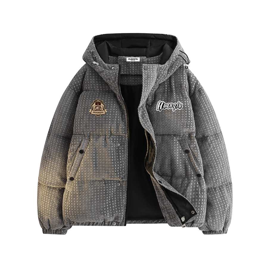 HUANQIU Puffer Jackets Unisex Hooded Moderate Padded Puffer Jacket