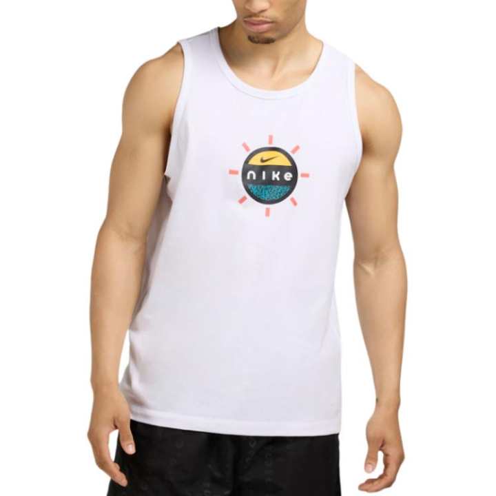 Nike Nike Tank Tops Men's White Crew Neck Moderate Straight Fit