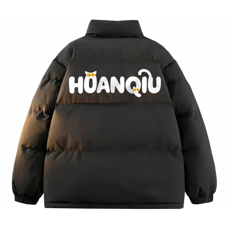 HUANQIU Puffer Jackets Unisex Stand Collar Moderate Padded Puffer Jacket