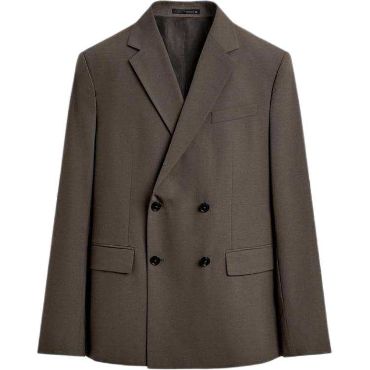 ZARA Business Suits Men's Dark Taupe Suit Collar Moderate Business Suit