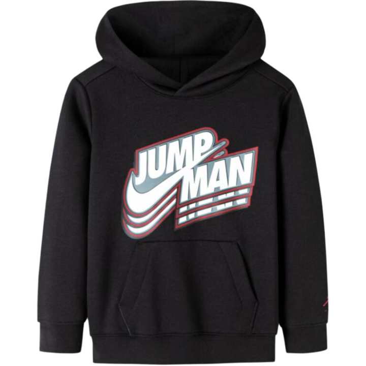 Jordan Jordan Sweatshirt Solid Color Fleece Lined Hooded Pullover With Drawstring Long Sleeved Jet Black Kids'