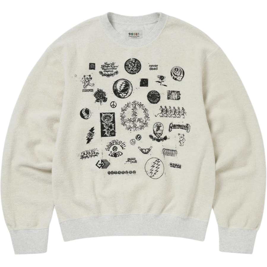 Thisisneverthat Thisisneverthat x Grateful Dead FW25 GD Iconography Reversible Crewneck Heather Grey Sweater Unisex