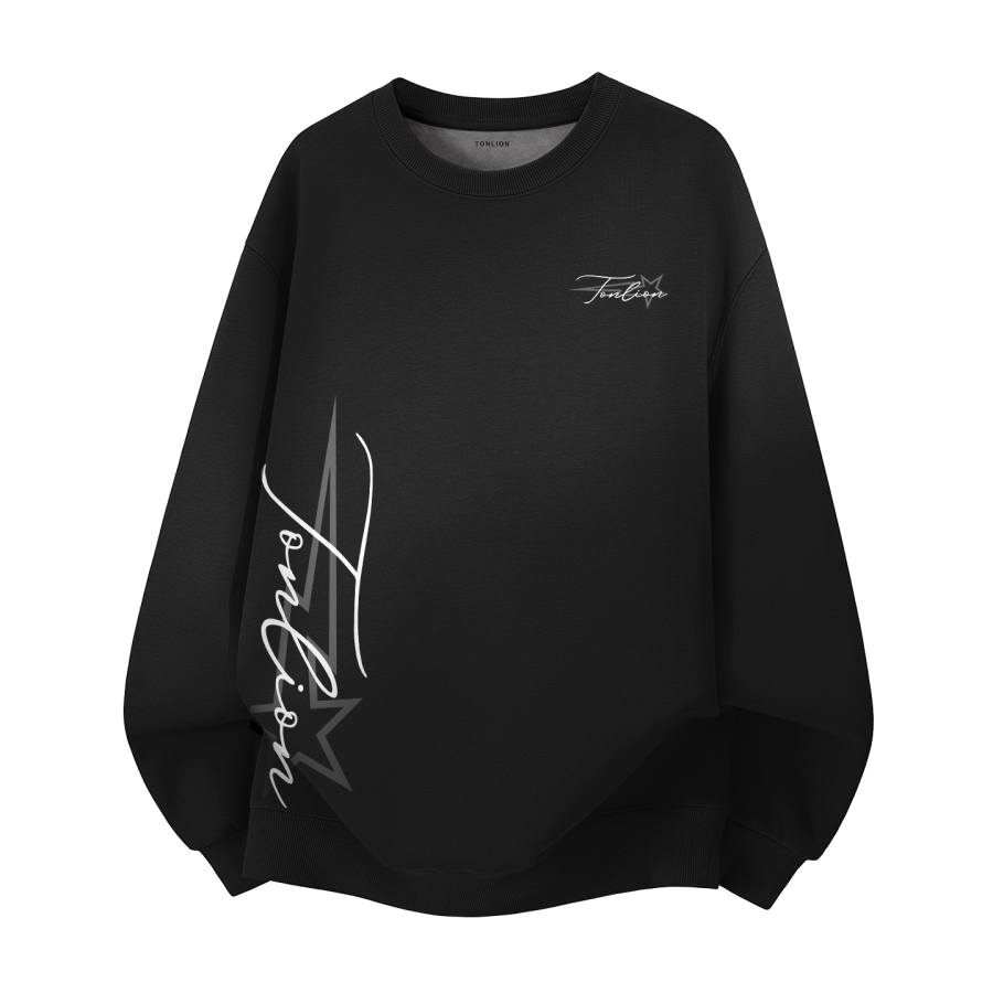 Tonlion Sweatshirts Unisex Crew Neck Thickened Regular