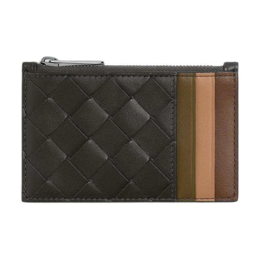 Bottega Veneta Intrecciato Calfskin Card Holder Men's Graphite Multicolor Rainbow