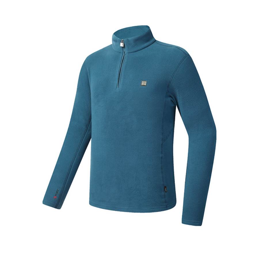 FILA SKI Fleece Lined Thermal Classic Comfortable Versatile Athleisure Knitted Fabric Long Sleeved T Shirt Men's