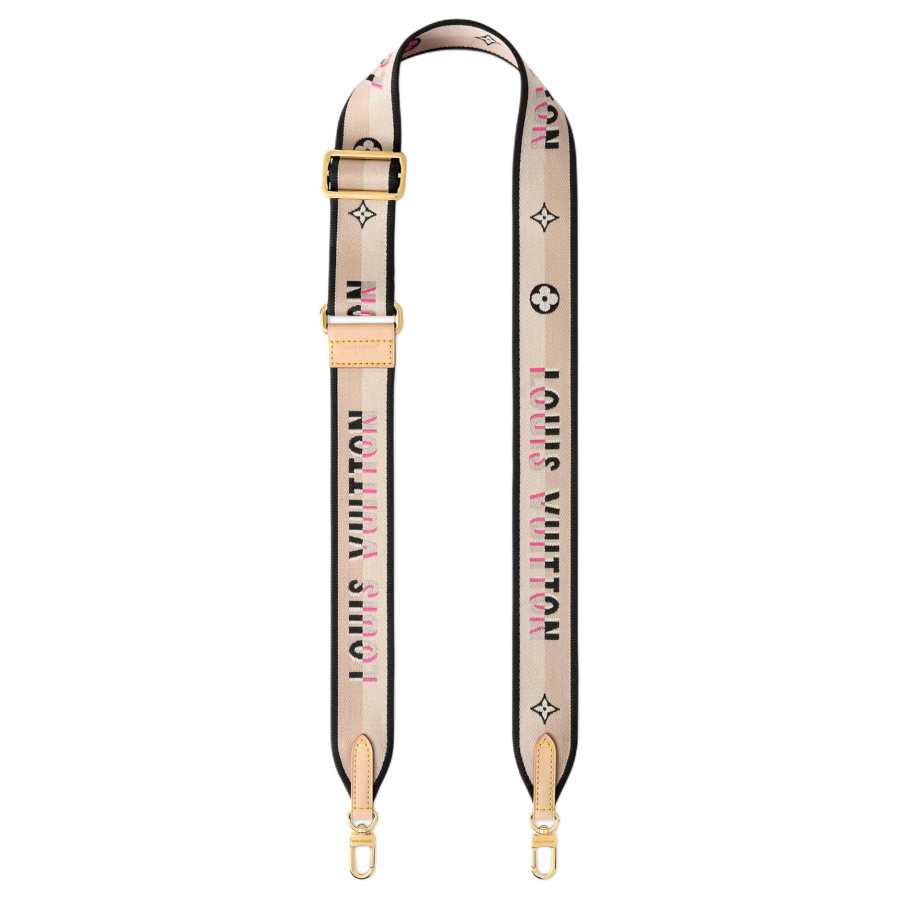 LOUIS VUITTON Fabric Bag Straps Women's Black & Cream