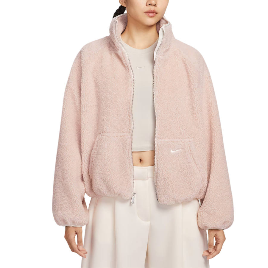 Nike Nike Sportswear Jackets Women's Sand Rock Gray Pink/Sail White/Sail White Stand Collar Thickened Other