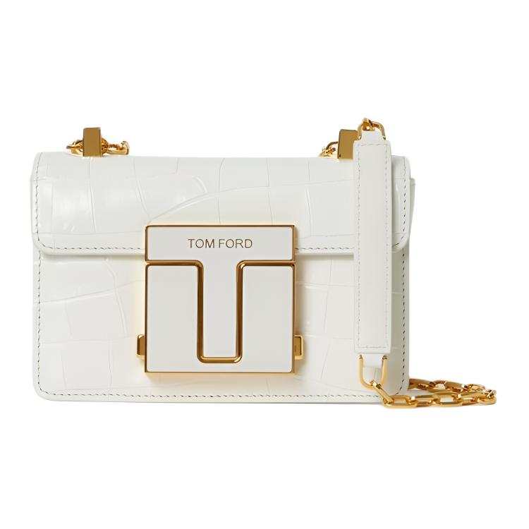 TOM FORD Cow Leather Crossbody Bag, Shoulder Bag Small Women's White