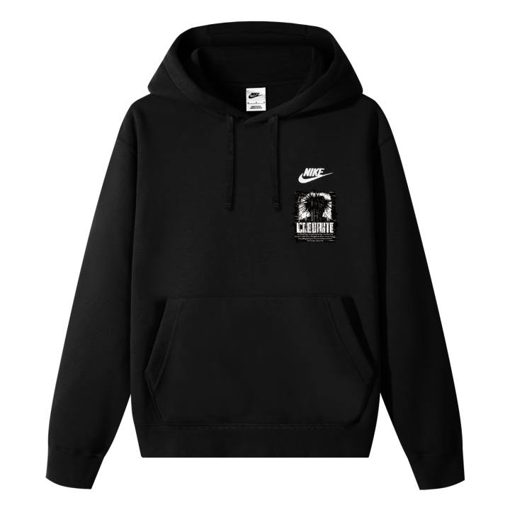 Nike Nike Fleece Lined Fleece Retro Sports Graffiti Avatar K Start Fleece Thermal Pullover Hooded Sweatshirt Unisex Black
