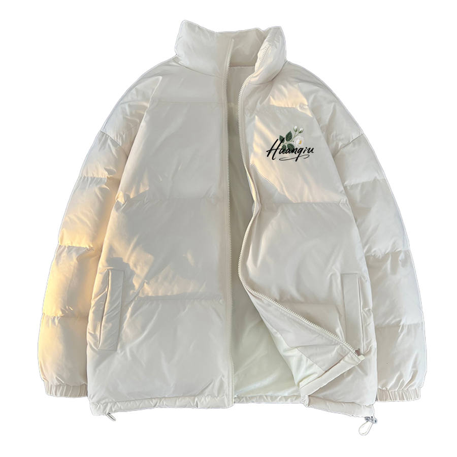 HUANQIU Puffer Jackets Unisex Stand Collar Moderate Padded Puffer Jacket