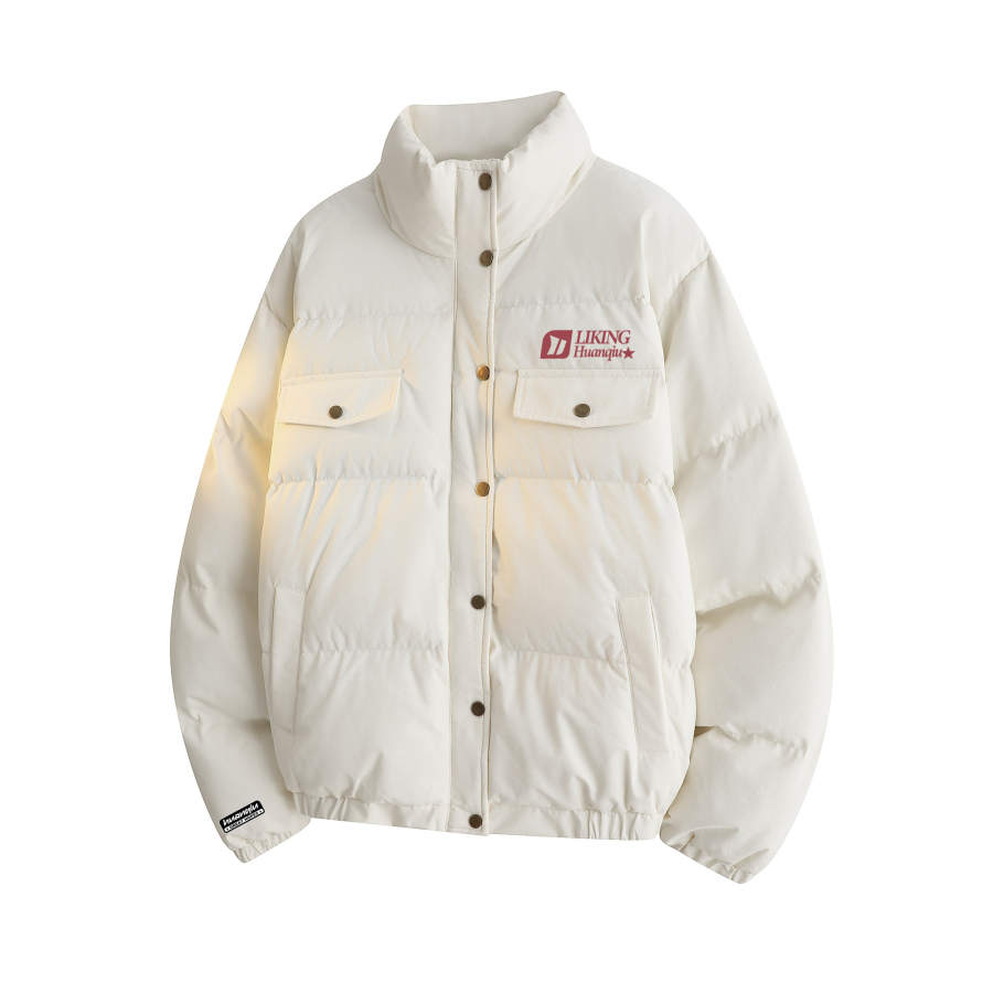 HUANQIU Puffer Jackets Unisex Stand Collar Thickened Padded Puffer Jacket