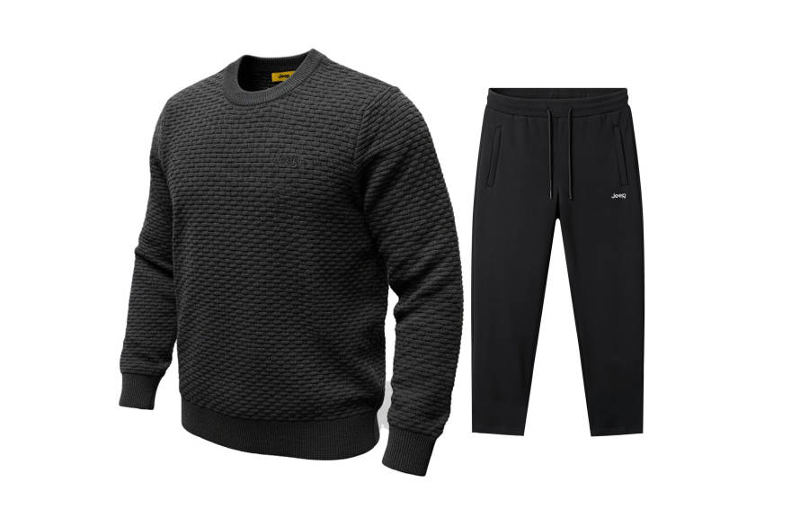 Jeep Casual Sportswear Unisex Crew Neck Thickened And Fleece Lined