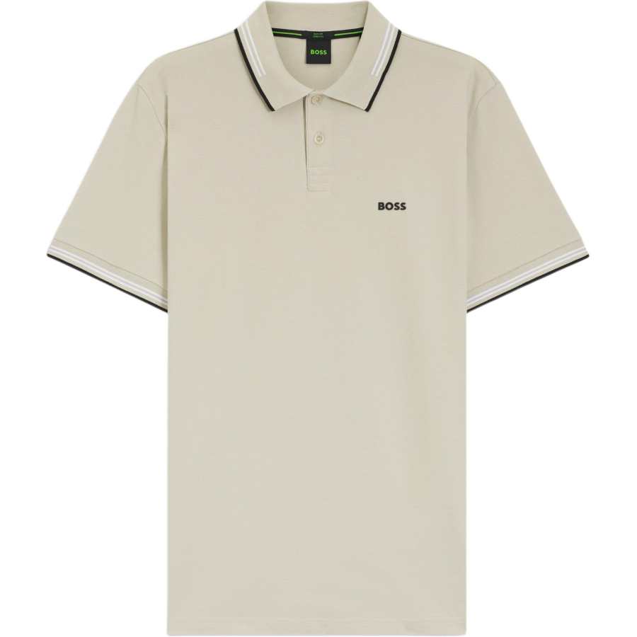 HUGO BOSS Polo Shirts Men's Light Beige Polo Collar Moderate